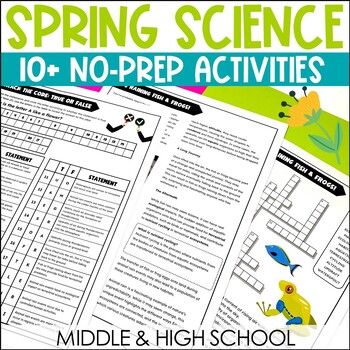 Preview of Science Sub Plans - Spring - Middle & High School Activities 6th 7th 8th 9th