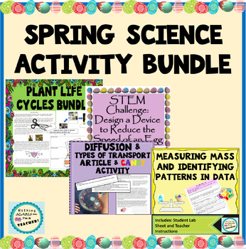 Preview of Spring Science Seeds Jellybeans & Eggs Worksheets Activity and Article Bundle