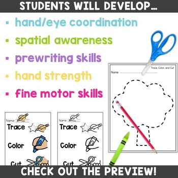 Preschool Scissors Cutting Practice Worksheets for OT and SPED by