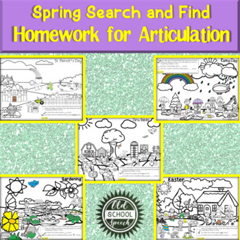Preview of Spring Search & Find Homework for Articulation
