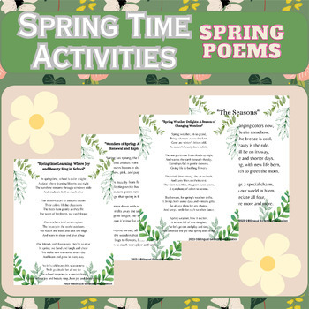 Preview of Spring Season Activities || Spring Poetry Activity Pack 