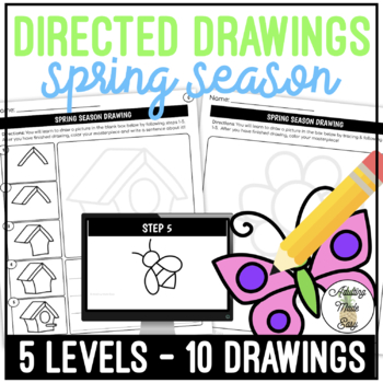 Preview of Spring Season Art Directed Drawing Worksheets