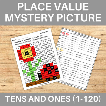 Preview of Spring Season Ladybug Flower Tens & Ones Place Value 120 Chart Mystery Picture
