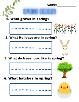 Spring Season Worksheet by Cali's Crafty Classroom | TPT