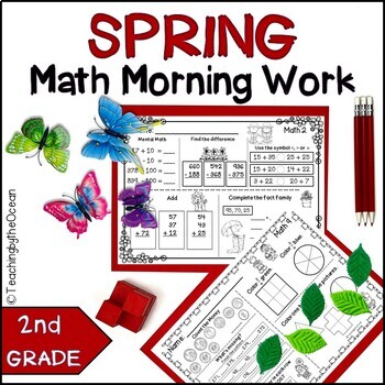 Preview of Spring 2nd Grade Math Morning Work / 2nd Grade Math Spiral Review