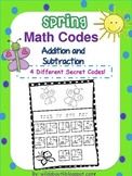 Spring Secret Math Codes Addition and Subtraction- Distanc