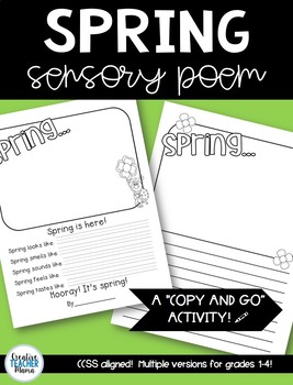 Spring Sensory Poem Pack By Creative Teacher Mama 