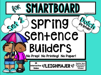 Preview of Spring Sentence Builders for SMARTboard Set 2 - Primer Dolch List