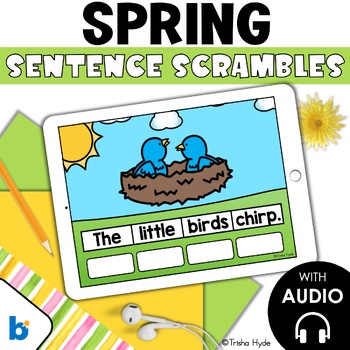 Preview of Spring Sentence Scrambles | Mixed Up Sentences | Boom Cards