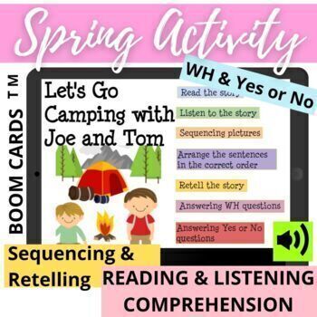 Preview of Spring SUMMER Sequencing WH Reading Listening Comprehension Story Retell - BOOM