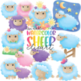 Spring Sheep Lamb Clipart Watercolor - Spring Clipart - Fa