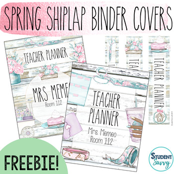 Preview of Spring Shiplap Teacher Binder Covers and Spines | Editable