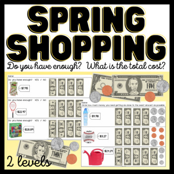 Preview of Spring Shopping Task Cards/ Worksheets- Money Math- Special Education