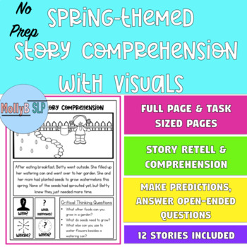 Preview of Spring Short Story Comprehension and Story Retell with Visuals