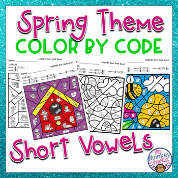 Preview of Spring Short Vowel Sounds Color By Code