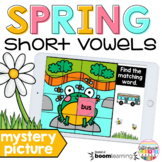 Spring Short Vowels A E I O U Phonics Mystery Picture Boom Cards