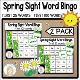 Spring Sight Word Bingo Game 2 Pack l First 25 First 100 U