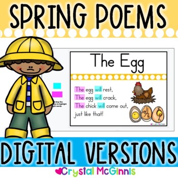 Preview of Spring Sight Word Poems DIGITAL VERSIONS - GOOGLE SLIDES, POWERPOINT, COLOR PDF