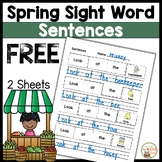 Spring Building a Sentence Sight Word Order Kindergarten a