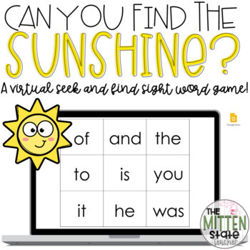 Preview of Spring Sight Word Virtual Game: Can You Find the Sunshine?