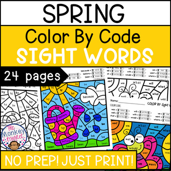 Preview of Spring Sight Word Worksheets Color by Code