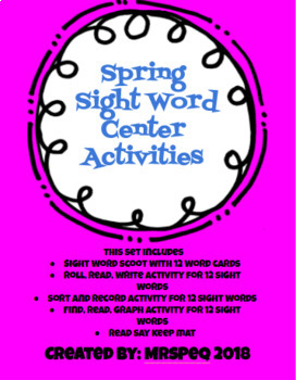 Preview of Spring Sight Word and Graphing Center Activities