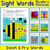 Spring Color by Sight Words Mystery Pictures Worksheets - 