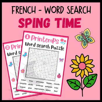 Spring Sight word search problem FRENCH Printemps FRANÇAISE crossword