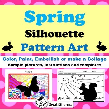 Preview of Spring Silhouette Art Project, Pattern, Pop Art, Spring Sub Plan, Coloring Pages