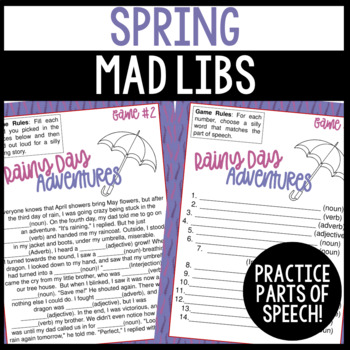 Preview of Spring Mad Libs Grammar Activity to Practice Parts of Speech