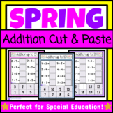 Spring Simple Addition Cut & Paste Worksheets | Easter Spring Math Basic Facts