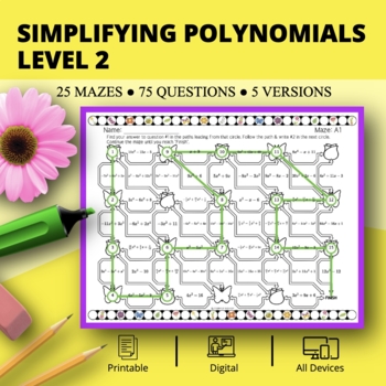 Preview of Spring: Simplifying Polynomials Level 2 Maze Activity