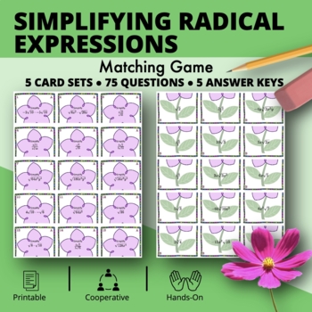 Preview of Spring: Simplifying Radical Expressions Matching Game