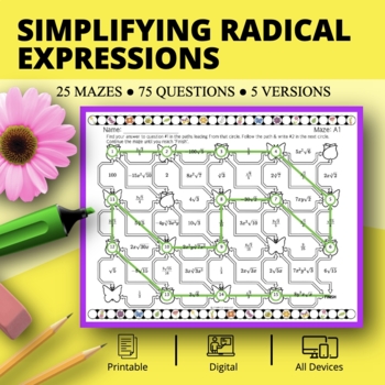 Preview of Spring: Simplifying Radical Expressions Maze Activity