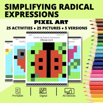 Preview of Spring: Simplifying Radical Expressions Pixel Art Activity