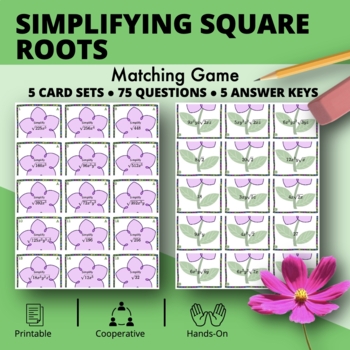 Preview of Spring: Simplifying Square Root Expressions Matching Game