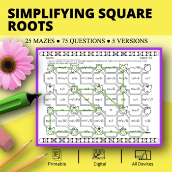 Preview of Spring: Simplifying Square Root Expressions Maze Activity