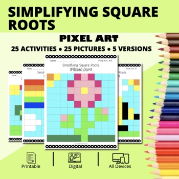 Preview of Spring: Simplifying Square Root Expressions Pixel Art Activity
