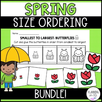 Preview of Spring Size Ordering Activities | Order by Size | Cut and Glue