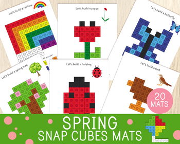 Preview of Spring Snap Cubes Mats, Connecting Cubes Task Cards, Mathlink, Fine Motor Skills