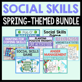 Preview of Social Skills Activities And Games For Spring Themed SEL And Counseling Lessons