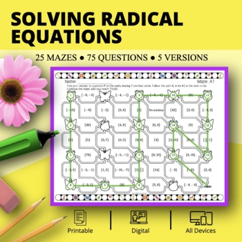 Preview of Spring: Solving Radical Equations Maze Activity