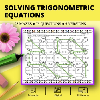 Preview of Spring: Solving Trigonometric Equations Maze Activity