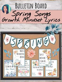 Preview of Spring Songs: Growth Mindset Lyric Bulletin Board Poster Set