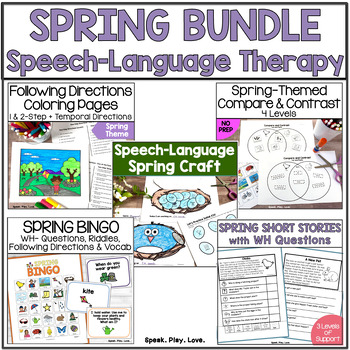 Preview of Spring Speech and Language Activities -March April May Speech Therapy - 30% OFF!
