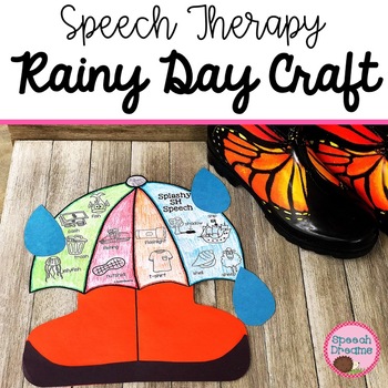 Preview of Spring Speech Language Therapy Craft Rainy Day Umbrella and Boots March