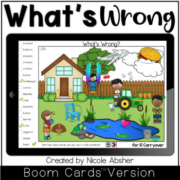 Preview of Spring What's Wrong Speech Therapy Activities Articulation Boom Cards™