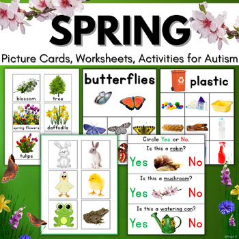 Preview of Spring Speech Therapy Activities Worksheets Vocabulary Picture Cards Special Ed