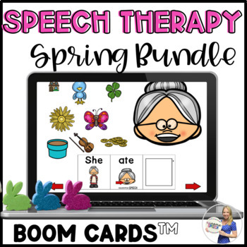 Preview of Spring Speech Therapy Boom Card Bundle: Digital Articulation & Language
