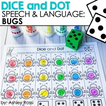 Preview of Spring Speech Therapy -Bugs Theme Dice & Dot for Articulation & Language